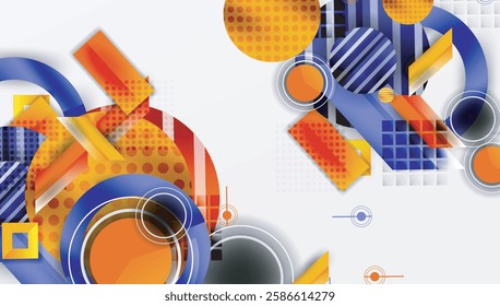 Complex geometric background with circles and triangles