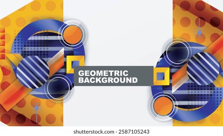 Complex geometric background with circles and triangles