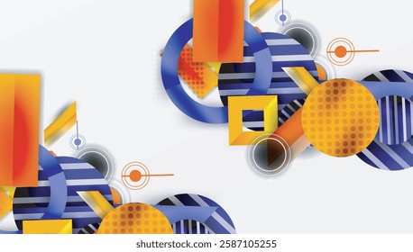 Complex geometric background with circles and triangles