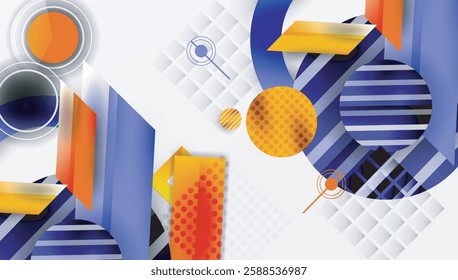 Complex geometric background with circles and triangles