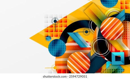 Complex geometric background with circles and triangles