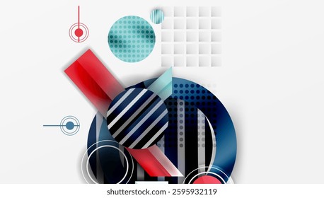 Complex geometric background with circles and triangles