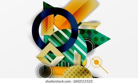Complex geometric background with circles and triangles