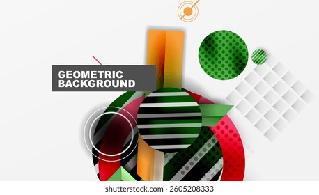 Complex geometric background with circles and triangles