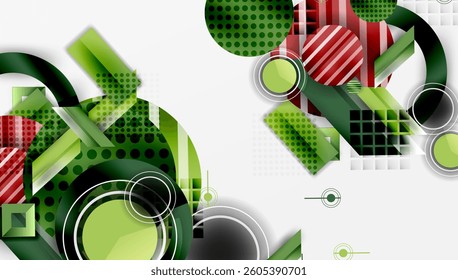 Complex geometric background with circles and triangles