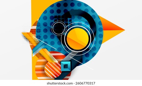 Complex geometric background with circles and triangles