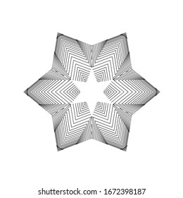 Complex geometric black-white fine lines, round pattern. Vector drawing mandala.
