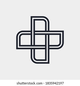 Elemento Geométrico Complejo Contemporáneo. Icono para la firma corporativa de empresas. Resumen de figuras combinadas para sitios web o diseño web con fondo gris