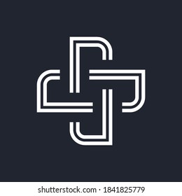 Elemento Geométrico Complejo Contemporáneo. Plantilla de iconos para el signo corporativo de negocios. Resumen de figuras combinadas para sitios web, diseño web, aplicación móvil en negro
