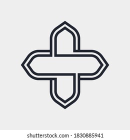 Complex Geometric Contemporary Element. Logo Design for Business Corporate Sign. Abstract Merged Figures for Websites, Mobile App, or Info Graphics on Gray