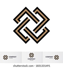 Complex Geometric Contemporary Element. Logo Design for Business Corporate Symbol. Abstract Merged Figures in the Shape of a Cross Isolated On White Backdrop