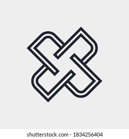 Complex Geometric Contemporary Element. Logo Design for Business Corporate Sign. Abstract Merged Figures for Websites or Web Design on Gray Background