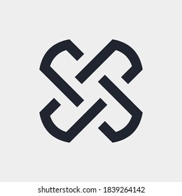 Complex Geometric Contemporary Element. Logo Template Design for Business Corporate Sign. Abstract Merged Figures for Websites, Mobile App, or Infographics on Gray Background