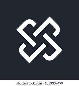 Complex Geometric Contemporary Element. Logo Design for Business Corporate Sign. Abstract Merged Figures for Websites, or Info Graphics on Dark Background