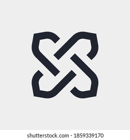 Complex Geometric Contemporary Element. Logo Template Design for Business Corporate Sign. Abstract Merged Figures for Web Design, Mobile App, or Infographics on Gray Backdrop