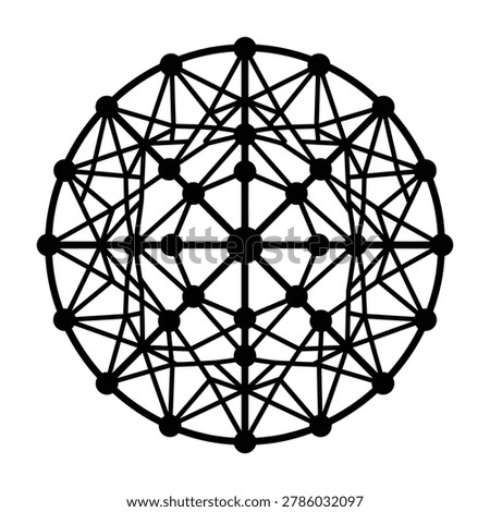 Complex geometric network sphere icon representing data connectivity and digital infrastructure technology