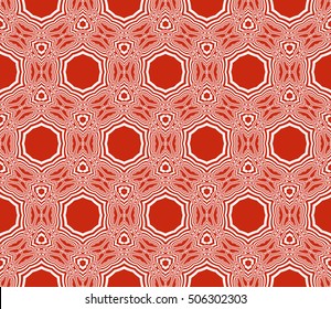 complex geometric ornament. sophisticated geometric pattern based on repetitive simple forms. vector illustration for interior design, backgrounds, card, textile industry. red coloring