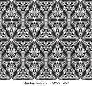complex geometric ornament. sophisticated geometric pattern based on repetitive simple forms. vector illustration for interior design, backgrounds, card, textile industry. black and white coloring