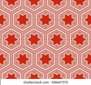 complex geometric ornament. sophisticated geometric pattern based on repetitive simple forms. vector illustration for interior design, backgrounds, card, textile industry. red coloring