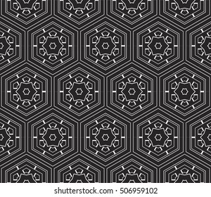 complex geometric ornament. sophisticated geometric pattern based on repetitive simple forms. vector illustration for interior design, backgrounds, card, textile industry. black and white coloring