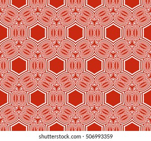 complex geometric ornament. sophisticated geometric pattern based on repetitive simple forms. vector illustration for interior design, backgrounds, card, textile industry. red coloring