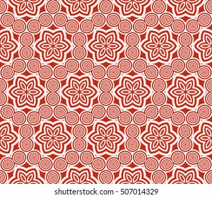 complex geometric ornament. sophisticated geometric pattern based on repetitive simple forms. vector illustration for interior design, backgrounds, card, textile industry. red coloring