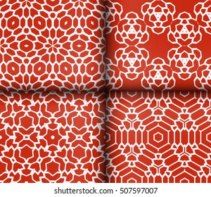 complex geometric ornament. sophisticated geometric pattern based on repetitive simple forms. vector illustration for interior design, backgrounds, card, textile industry. red coloring