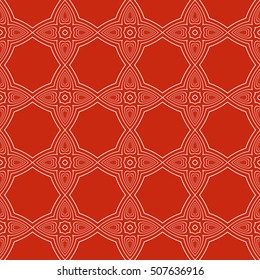 complex geometric ornament. sophisticated geometric pattern based on repetitive simple forms. vector illustration for interior design, backgrounds, card, textile industry. red coloring