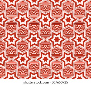 complex geometric ornament. sophisticated geometric pattern based on repetitive simple forms. vector illustration for interior design, backgrounds, card, textile industry. red coloring