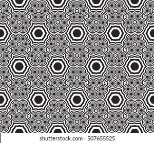 complex geometric ornament. sophisticated geometric pattern based on repetitive simple forms. vector illustration for interior design, backgrounds, card, textile industry. black and white coloring