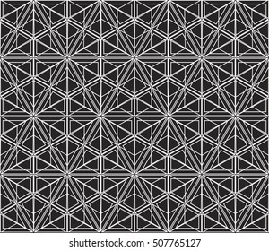 complex geometric ornament. sophisticated geometric pattern based on repetitive simple forms. vector illustration for interior design, backgrounds, card, textile industry. black and white coloring
