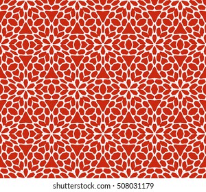 complex geometric ornament. sophisticated geometric pattern based on repetitive simple forms. vector illustration for interior design, backgrounds, card, textile industry. red coloring