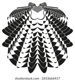 Padrão geométrico complexo. Estrutura monocromática abstrata. Ornamento vetorial ornamentado. Ilustração da forma de encravamento. EPS 10.