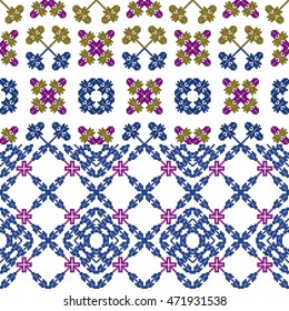 complex geometric pattern for embroidery. mosaic of colored pixels. vector illustration. home embroidery, textile industry