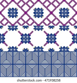 complex geometric pattern for embroidery. mosaic of colored pixels. vector illustration. home embroidery, textile industry