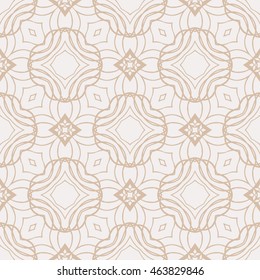 complex geometric pattern of interwoven lines and shapes. seamless  floral texture. for interior design, wallpaper, printing and textiles. beige color