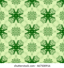 complex geometric pattern of interwoven lines and shapes. seamless texture. for interior design, wallpaper, printing and textiles. green color