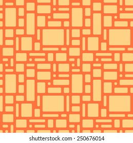 Complex geometric pattern of rounded rectangles. Vector seamless background with a soft orange color. Image for desktop or sample to create a gift package.