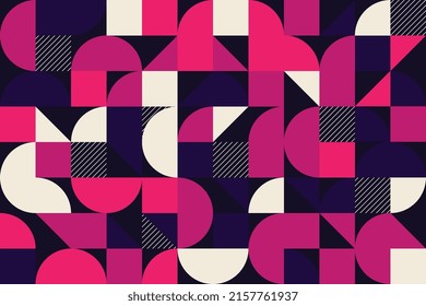 Complex geometric seamless pattern composition. Abstract grid geo shapes background design in Bauhaus style