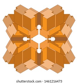 Complex geometric shape with many faces. Vector illustration
