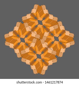 Complex geometric shape with a set of faces №2. Gray background. Vector illustration