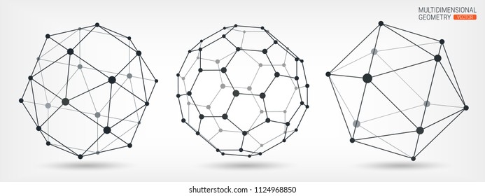 Complex Geometric Shapes. Abstract Geometric Background. A Series Of Papers. Wireframe Mesh Polygonal Element. Cybernetics And Technology.