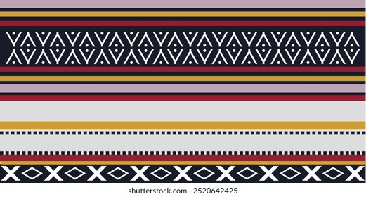 Complex Geometric and Striped Pattern: Traditional Saudi Design - Vector Illustration for Ethnic Craft and Fabric Projects