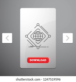 Complex, global, internet, net, web Line Icon in Carousal Pagination Slider Design & Red Download Button