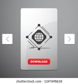 Complex, global, internet, net, web Glyph Icon in Carousal Pagination Slider Design & Red Download Button