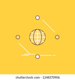 Complex, global, internet, net, web Flat Line Filled Icon. Beautiful Logo button over yellow background for UI and UX, website or mobile application