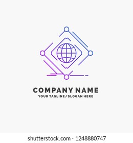 Complex, global, internet, net, web Purple Business Logo Template. Place for Tagline