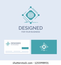 Complex, global, internet, net, web Business Logo Glyph Icon Symbol for your business. Turquoise Business Cards with Brand logo template.