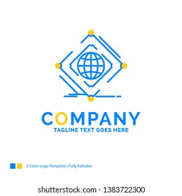 Complex, global, internet, net, web Blue Yellow Business Logo template. Creative Design Template Place for Tagline.