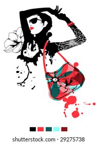 Complex hand-drawn fashion design, vector. See my portofolio for more images in this style